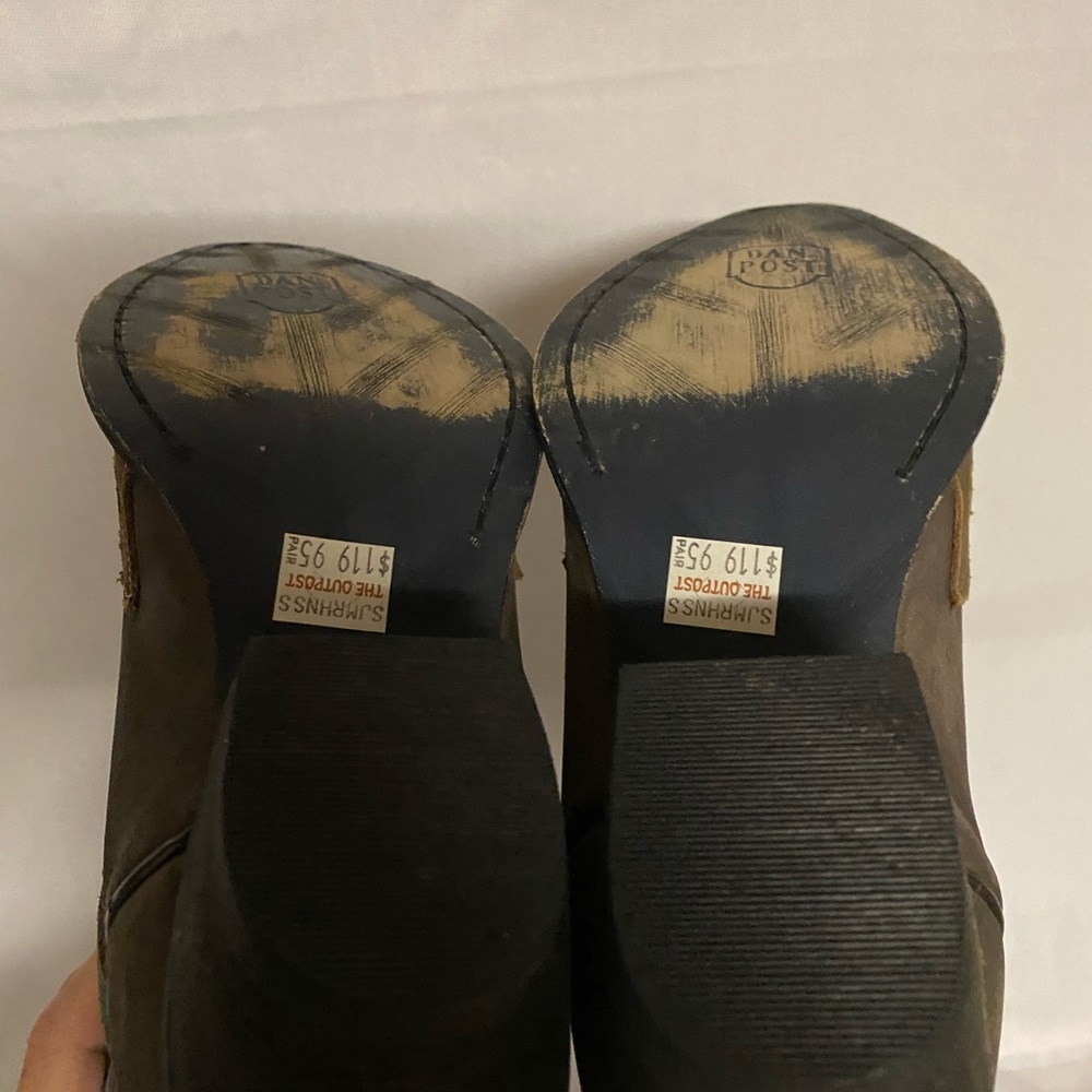 Dan Post Brown and Teal Embroidered Western Heeled Boots. - Picture 10 of 16